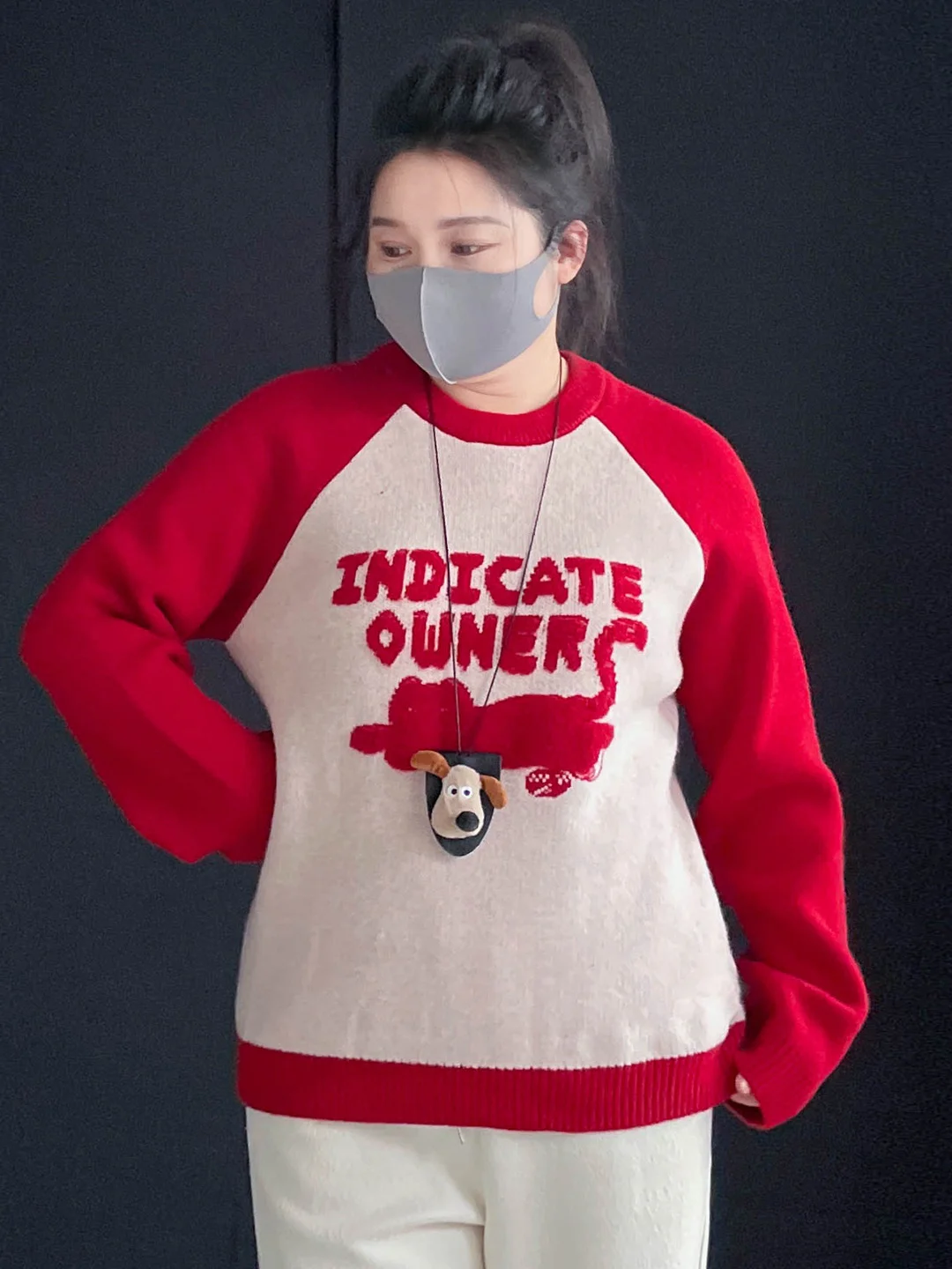 

Красная трикотажная кофта больших размеров свободного кроя, скрывающая живот, осенне-зимняя, в корейском стиле, прямого кроя, для женщин