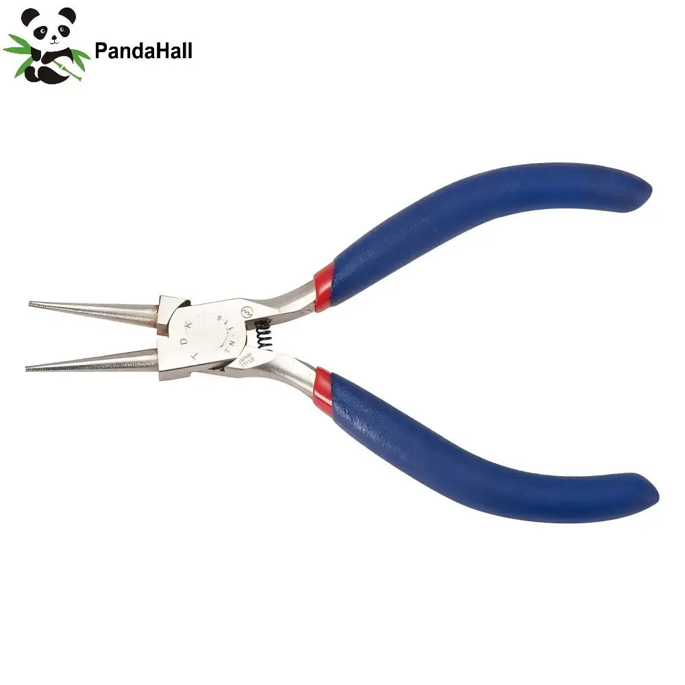 Szczypce okrągłe PandaHall ze stali nierdzewnej, narzędzia i wyposażenie do tworzenia biżuterii DIY, kolor granatowy, 125x53mm
