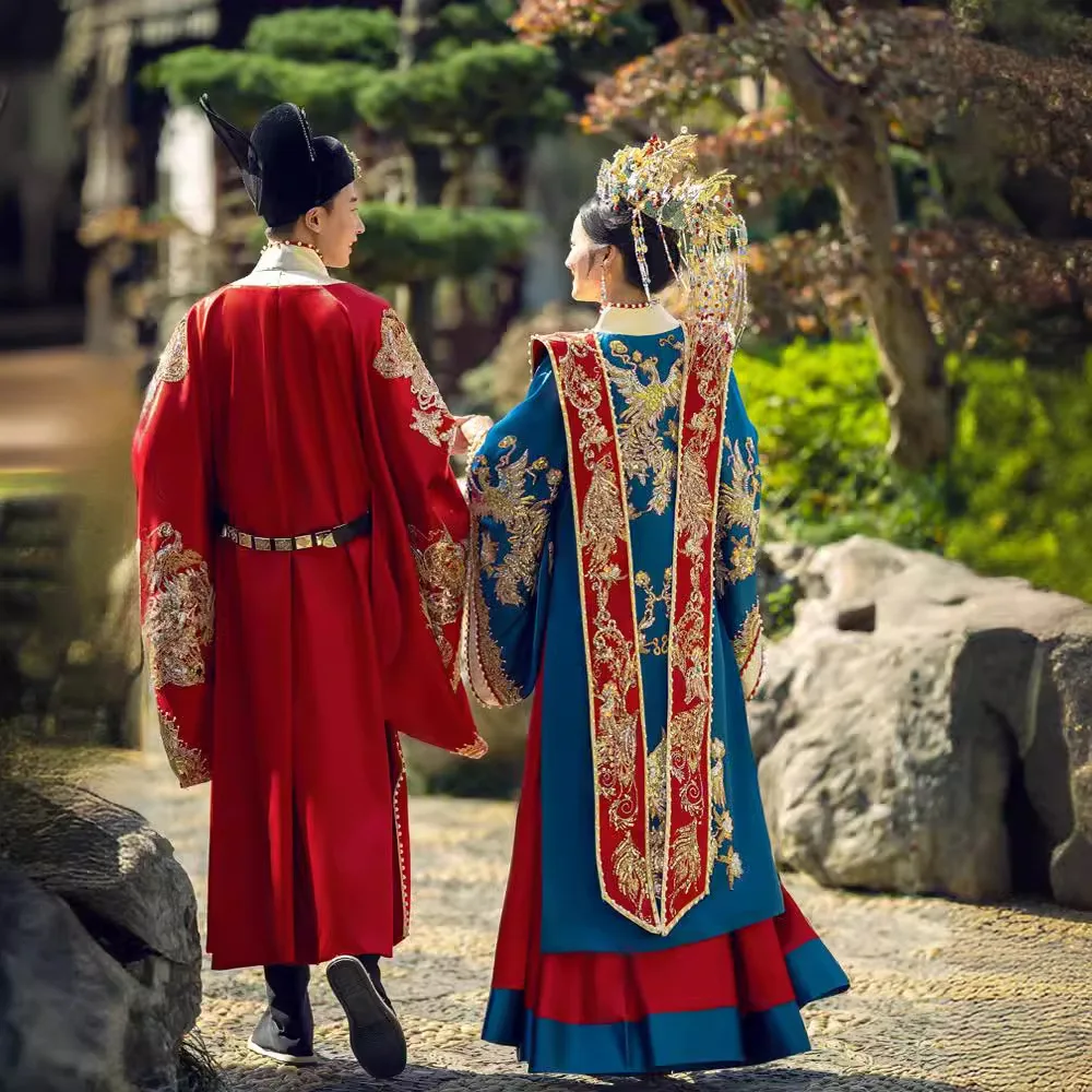 Song Hanfu Abiti da sposa 2024 Nuovo abito da sposa cinese di lusso di fascia alta una coroncina e abiti Coppia Xiuhe