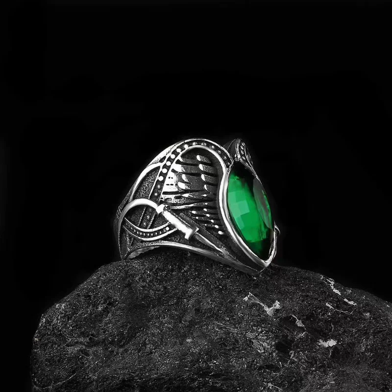 New Abyss Devil's Eye Fall Angel Wings Men's Ring Creative Retro Jacinth Horse Eye Men's Ring