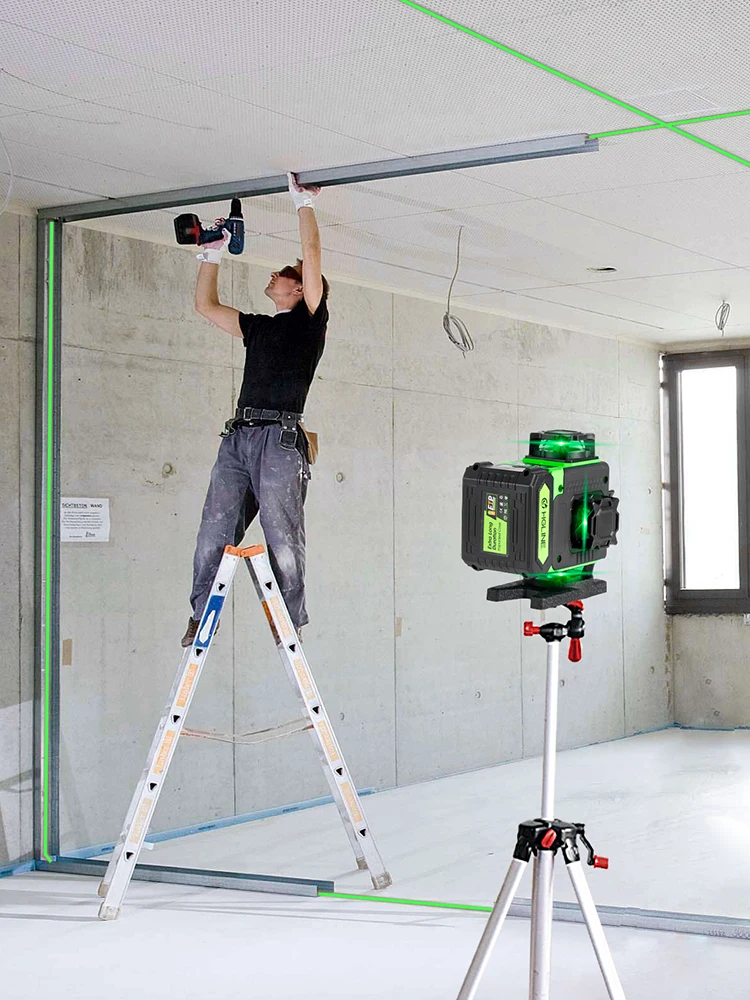HGLINE 16 Linien 4D-Laser-Wasserwaage, APP-Fernbedienung, wiederaufladbar, selbstnivellierend, 360-Grad-Laser, 6000 mAh, großer Li-Ionen-Akku