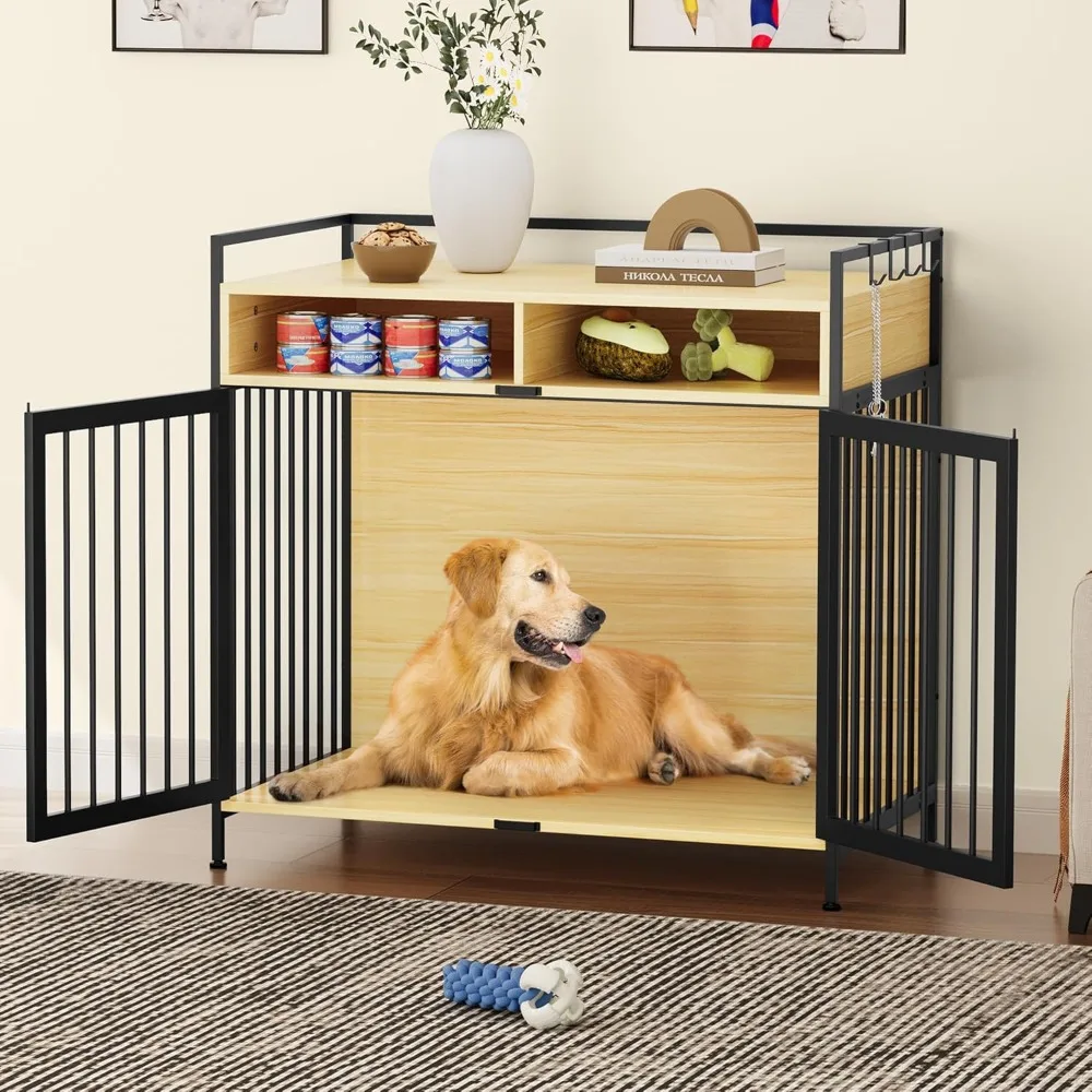 

Large Dog Crate 41" Heavy Duty Dog Kennel with 2 Drawers End Table Wooden Dog Cage with Double Doors for Large Medium Small Dogs