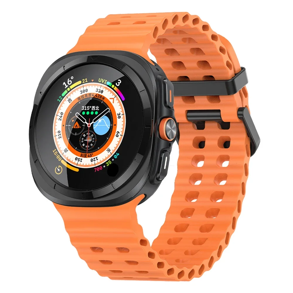 Силиконовый спортивный ремешок для Samsung Galaxy Watch Ultra 47 мм, дышащий ремешок-петля для Galaxy 47 мм, ультра без зазоров, браслет с изогнутым концом