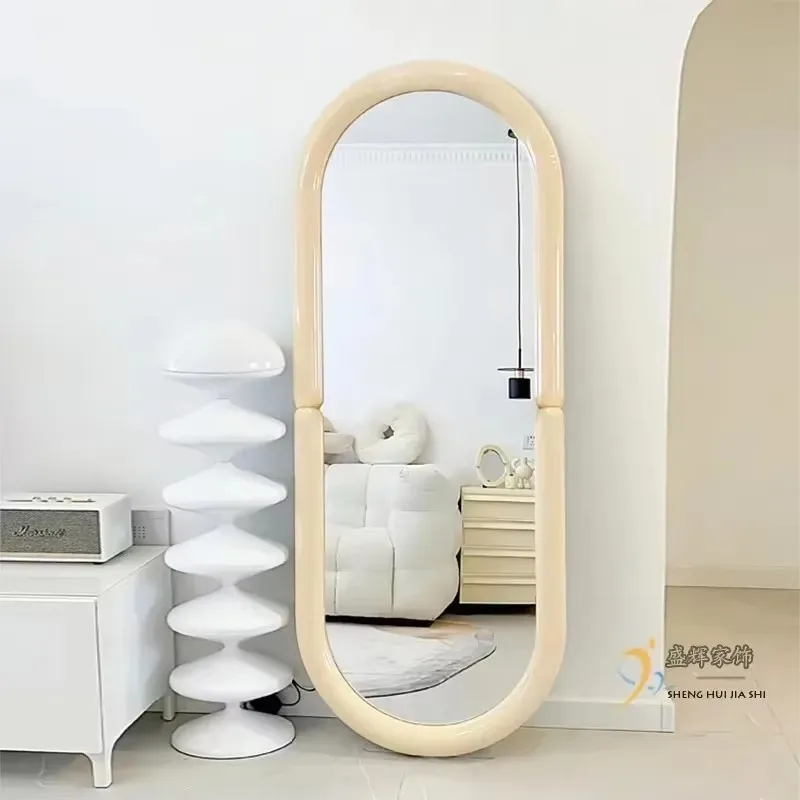 Cosmetics Design Creative Mirror Black Oval Floor Funky Length Mirror Cosmetics Flexible Ritual Espelhos Living Room Decorations