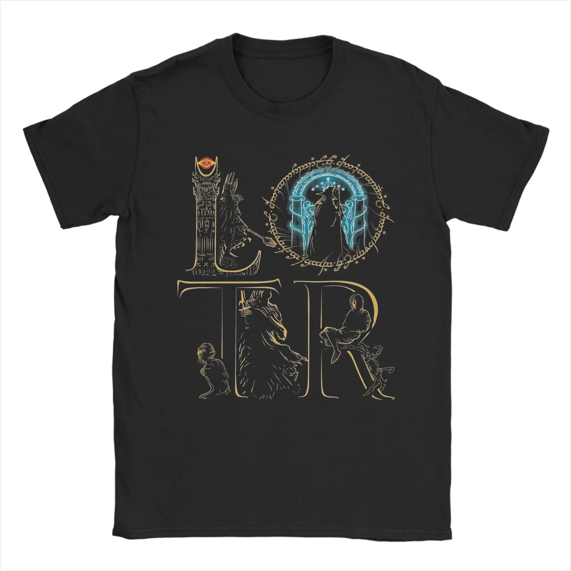 Men Best Letters L-Lords Of The R-Rings T Shirt  Pure Cotton Clothing Vintage Short Sleeve O Neck Tee Shirt 4XL 5XL T-Shirts