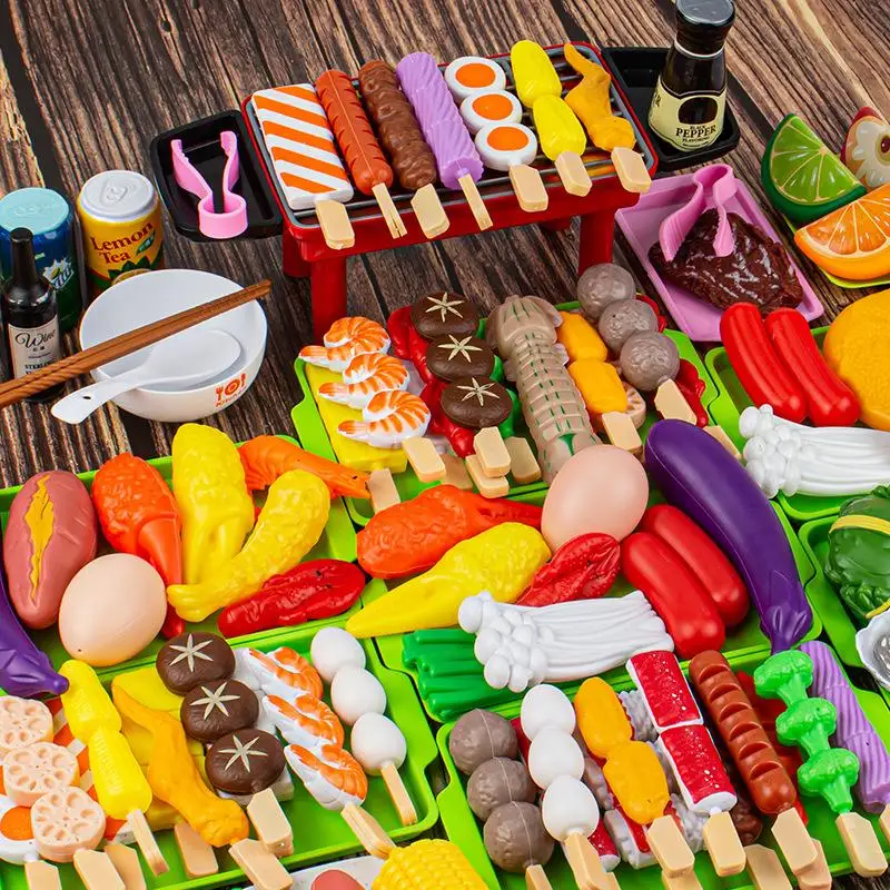 Kit de barbecue pour enfants, mini ustensiles de cuisine de simulation de nourriture, cadeau de Noël parfait pour les enfants
