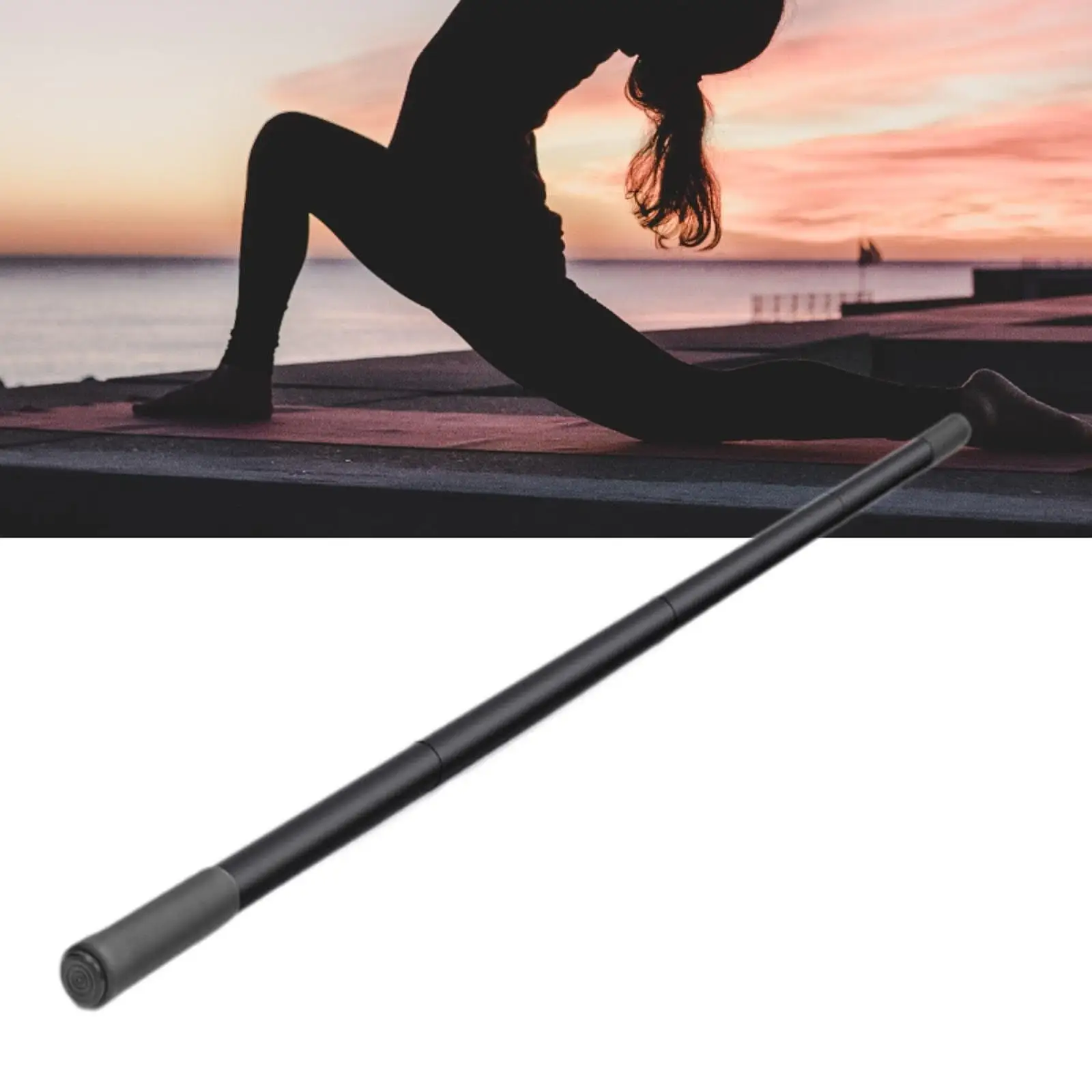 

Yoga Stick Stretching Stick 60'' Long Flexibility Enhancer with 4 Steel Rods &