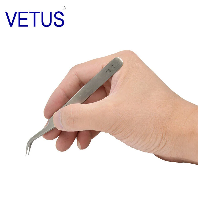 VETUS TS-15 Stainless Steel Curved Tweezers Versatile Tool For Bird Nest Hair Removal Eyebrow Shaping And Detailed Hair Plucking view 3