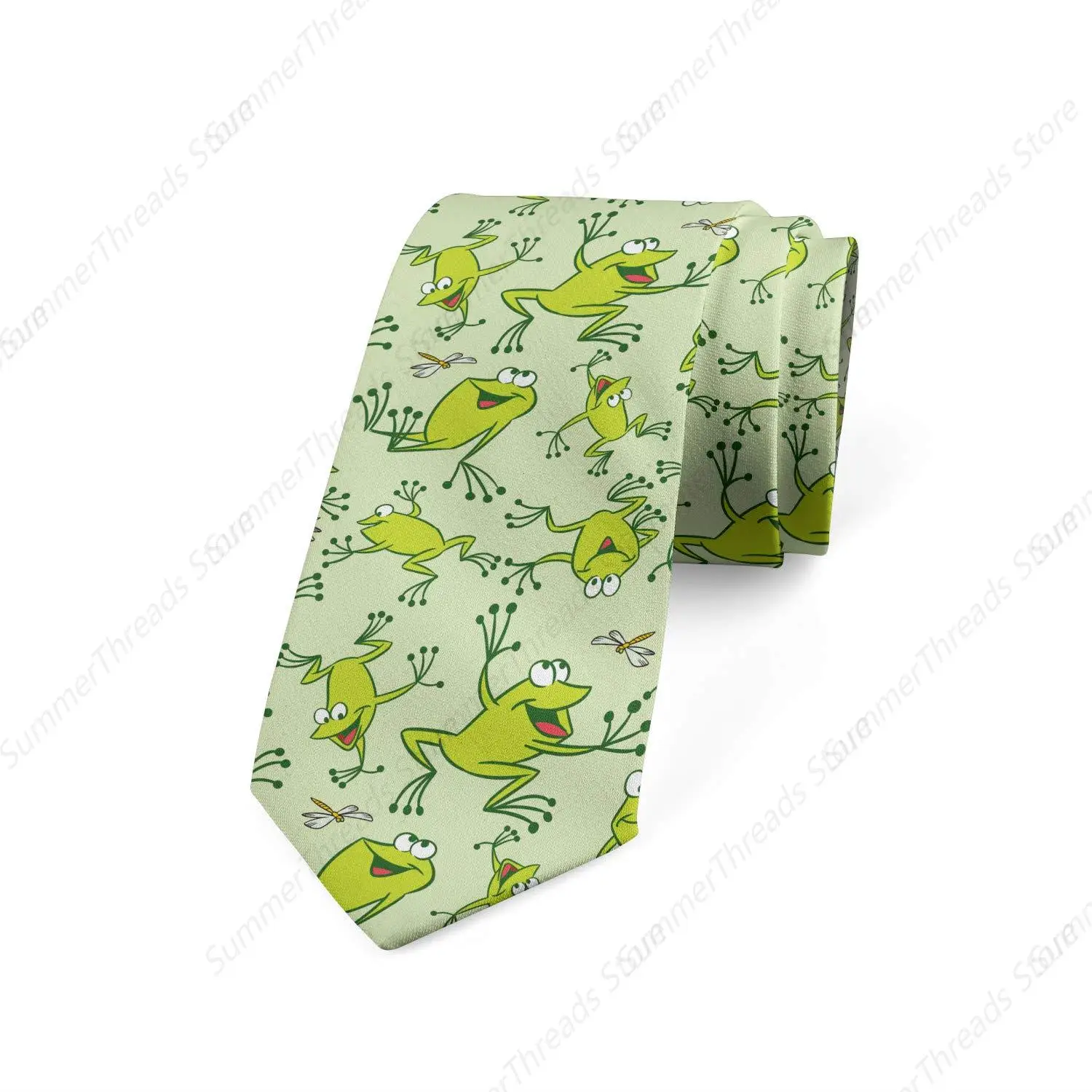 Necktie, Frogs Dragonflies Green Apple Ties