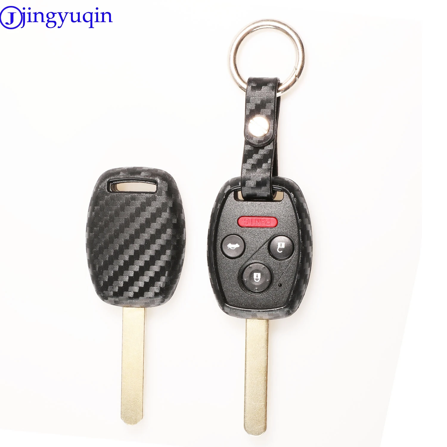 jingyuqin 2/3 Buttons Carbon Silicone Car Key Case Cover Shell For Honda CIVIC JAZZ Pilot Accord CR-V Holder