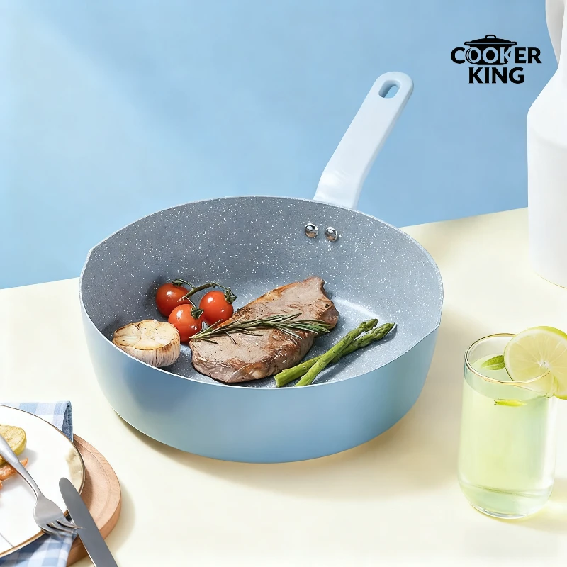 

COOKER KING 26/26/28cm Maifanite Frying Pan Skillet Non-stick Pan Smoke-free with Lid Household Camping Aluminum Alloy Durable