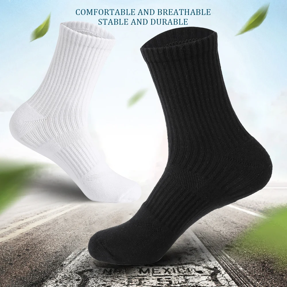 Feuchtigkeitsableitende Herren-Socken für Outdoor-Wandern, Arbeit, Baumwollsocken, Kompressionskissen, Crew-Socken, Freizeit, Herren, schwarze Socken, 5 Paar