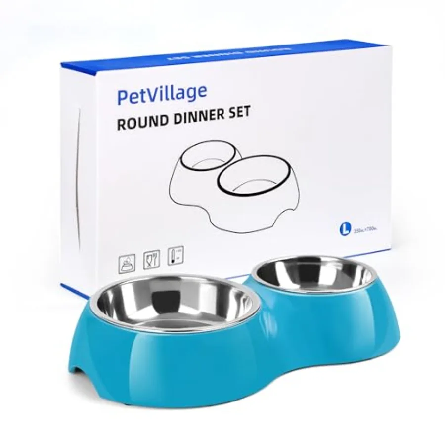

Elevated Dog Bowls Set - Non-Slip Raised Pet Feeder with 2 Cups and (4 Cups) Stainless Steel Bowls - Includes Durable Resin Sta