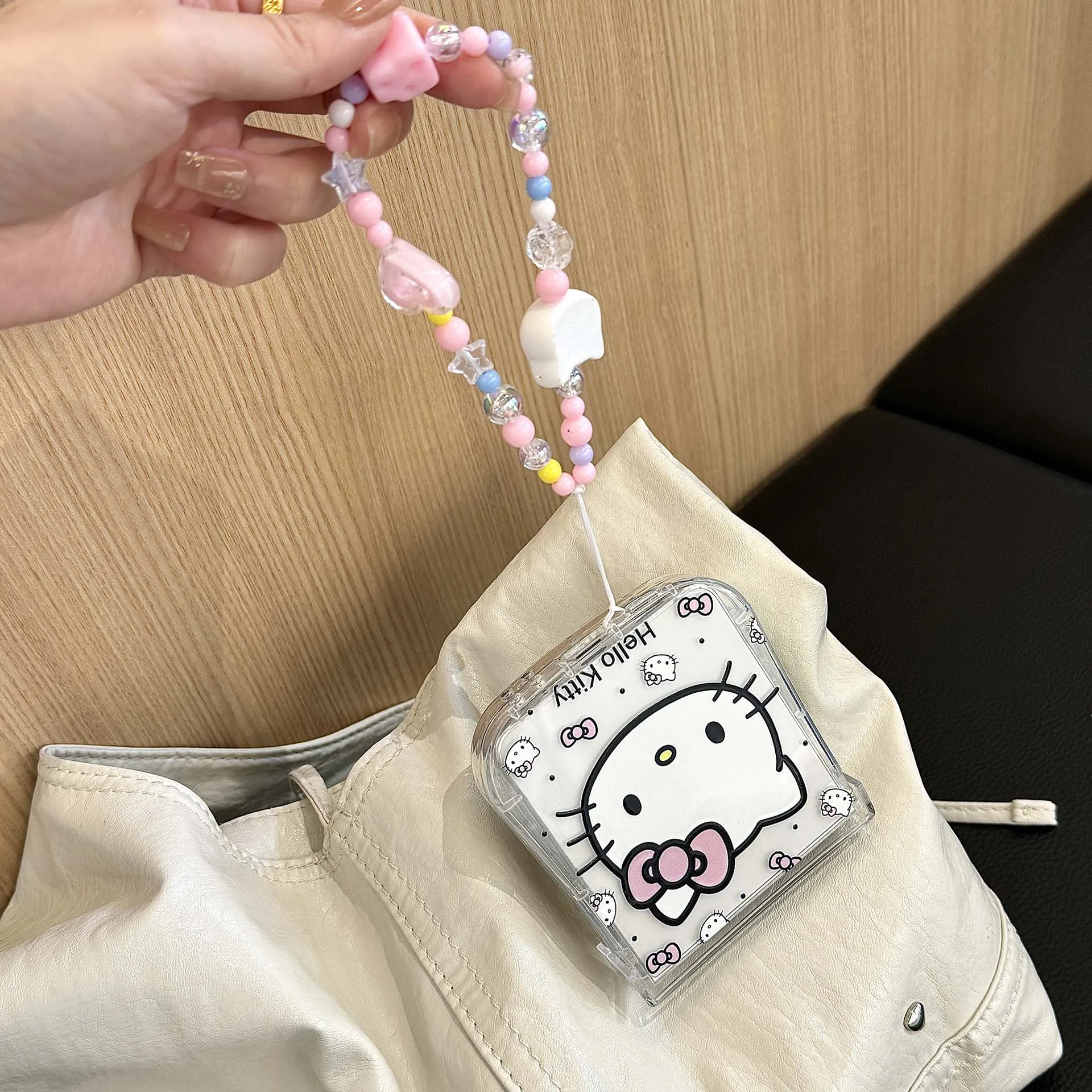 Cute Cartoon Transparent Big Head For H-Hellokitty Phone Case Samsung Galaxy ZFlip 7 ZFlip 5 6 4 3 Protective Cover With Lanyard