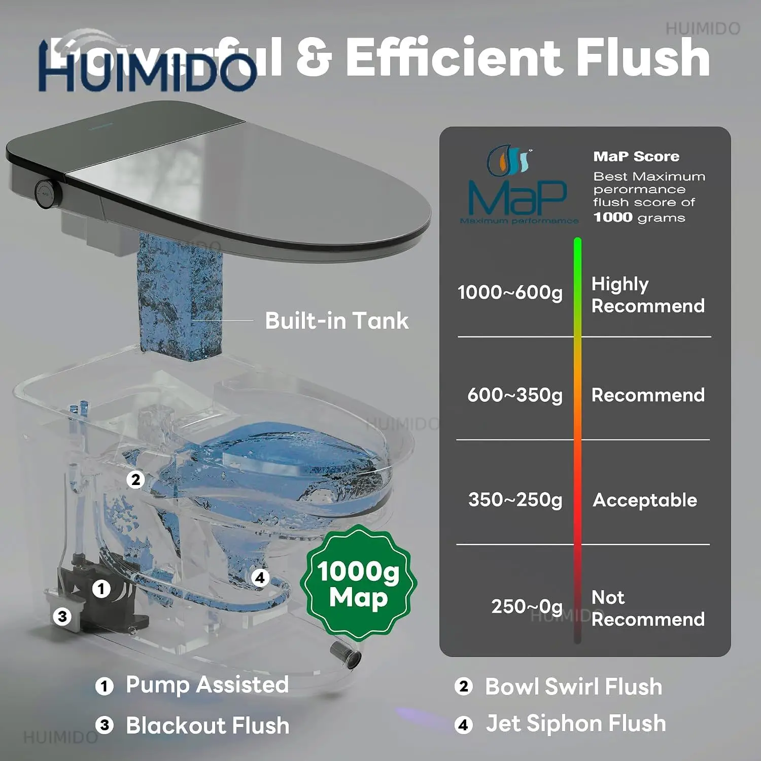 a CD-K030PRO Smart Toilet Auto Open Lid Powerful Flush Foam Shield | Bidet Toilet with Tank, Heated Comfort Se