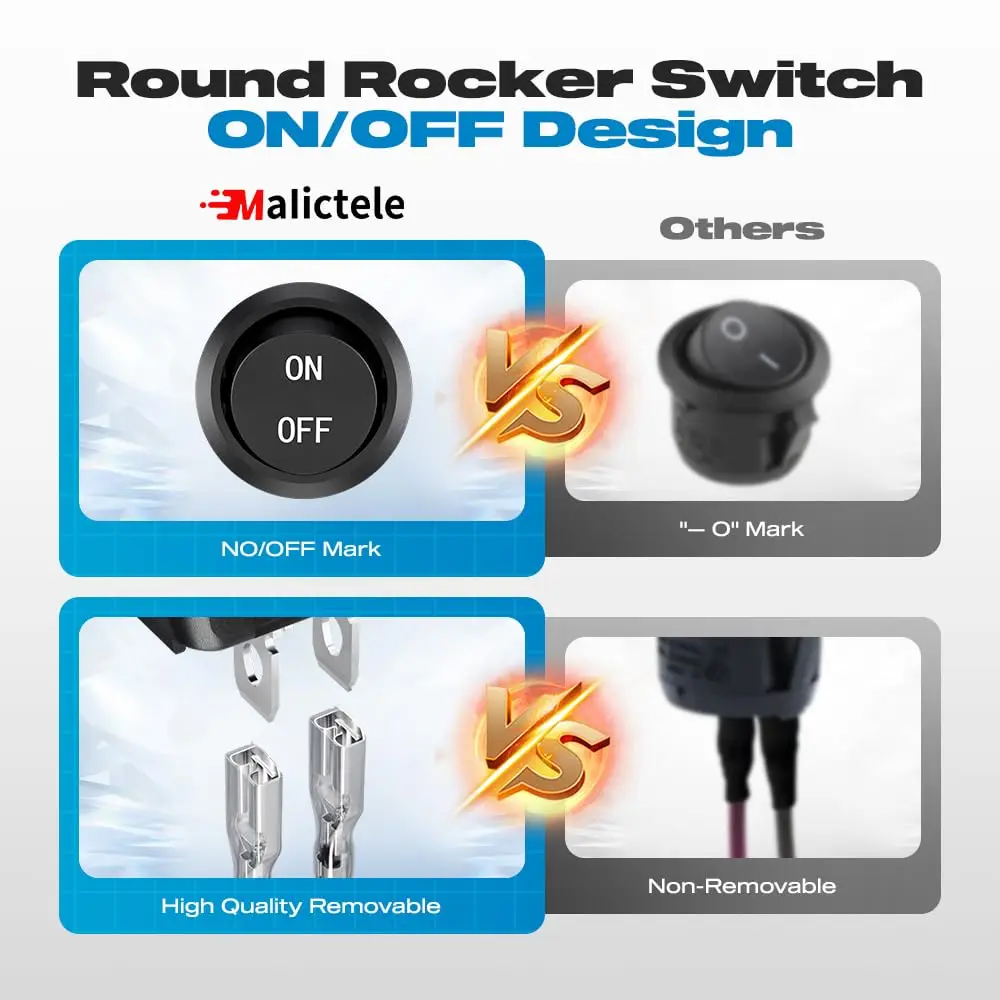 5PCS Round Rocker Switch ON Off SPST 20mm Mini Toggle Switch 12V for Car Automotive RV 2 Pin Switch 120V Wired KCD1