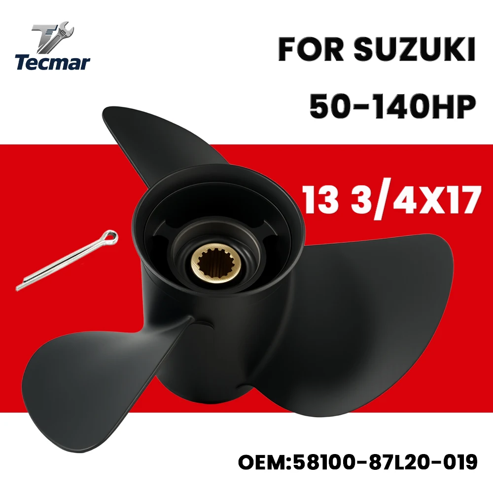 For Suzuki Marine Propeller 50 60 70 90 100 115 140HP 13 3/4*17 Aluminum Alloy Screw Boat Outboard Motor 3 Blade 15 Spline