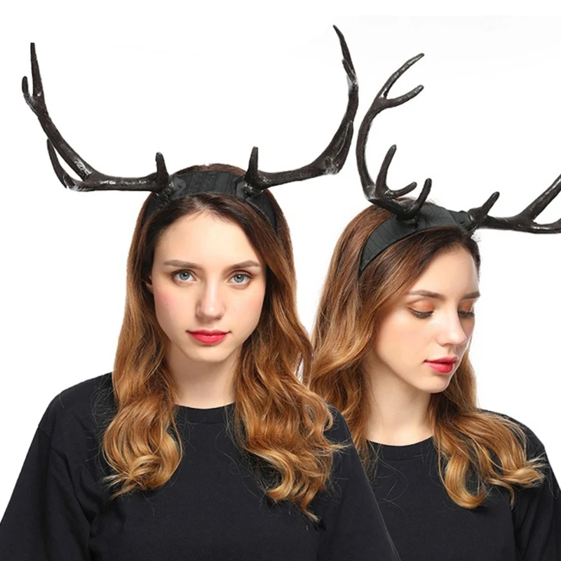 Antlers Headband Halloween Elk Headwear for Halloween Party Wear Deer Horn Hair Band Christmas Headpiece Party Supplies