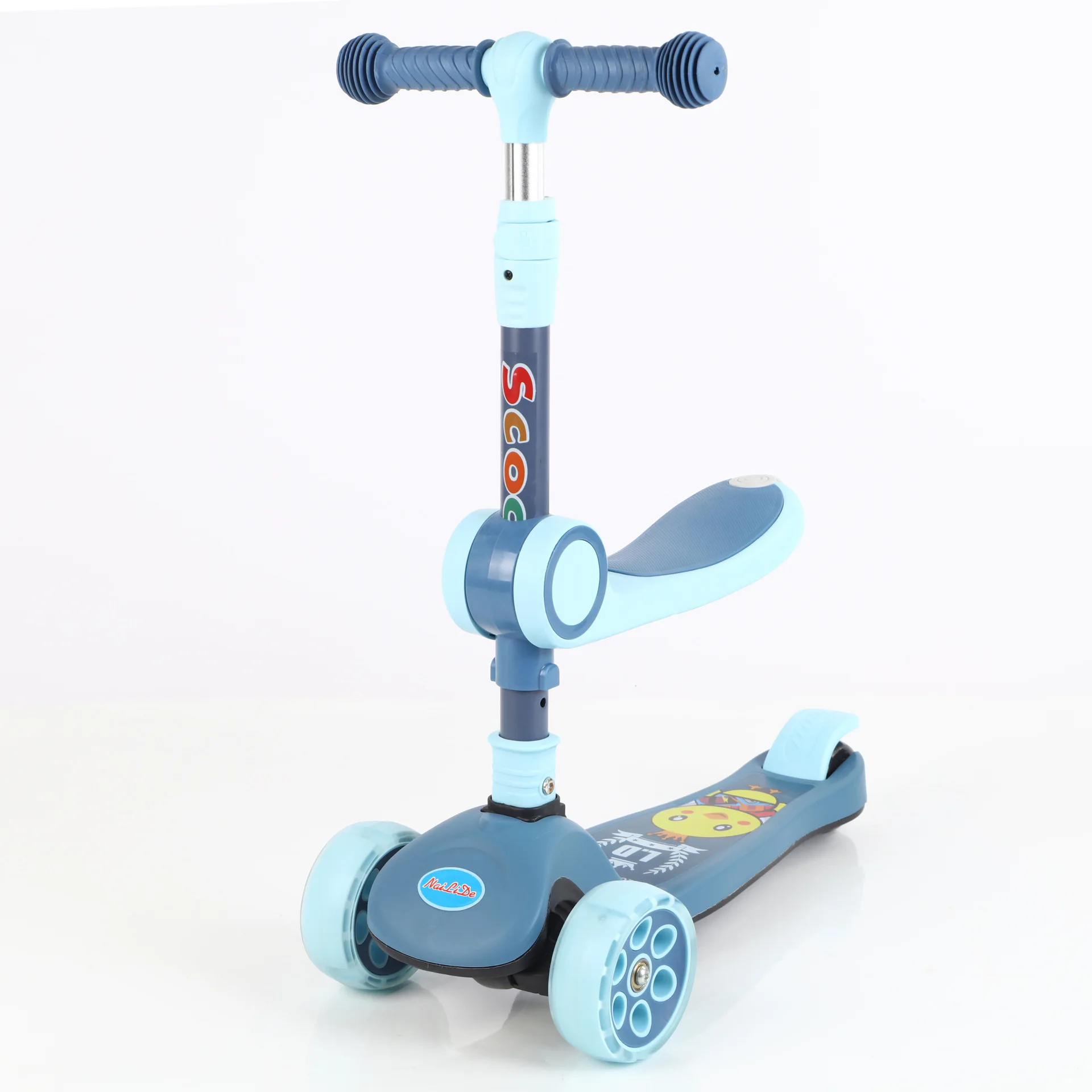 New Rubber Wrapped Children's Scooter with Anti Slip and Anti Rollover Three in One Meter High Folding Scooter with Three Wheels