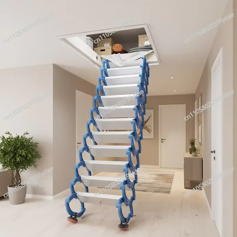 Factory Folding Telescopic Staircase Durable Multifunctional Thickened Invisible Staircase Bearing 500kg Indoor Use
