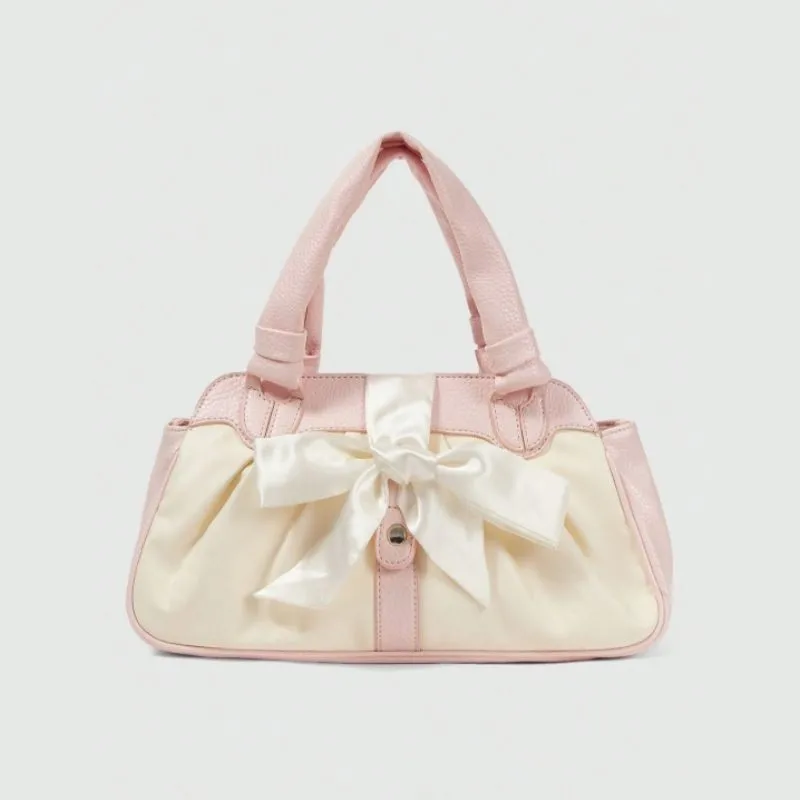 

Japanese Style Sweet Cute Bow Handbag Women Simple Gentle Shoulder Bag Ladies Leather Delicate Fashion Pleated Underarm Bag 2025
