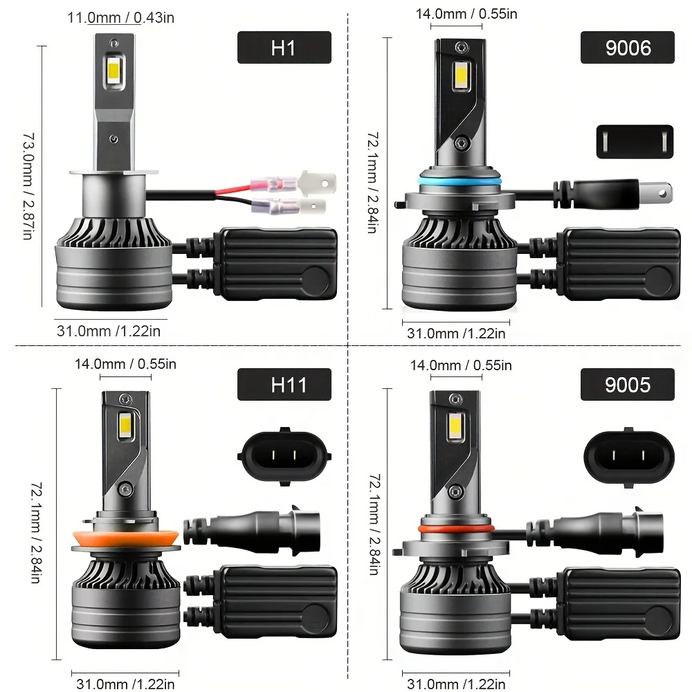 Canbus Car Headlight High Low Beam 9005 HB3 9006 HB4 H11 160W 27000LM CSP Chips 6000K LED Extermal Drive Fan Aluminum Body