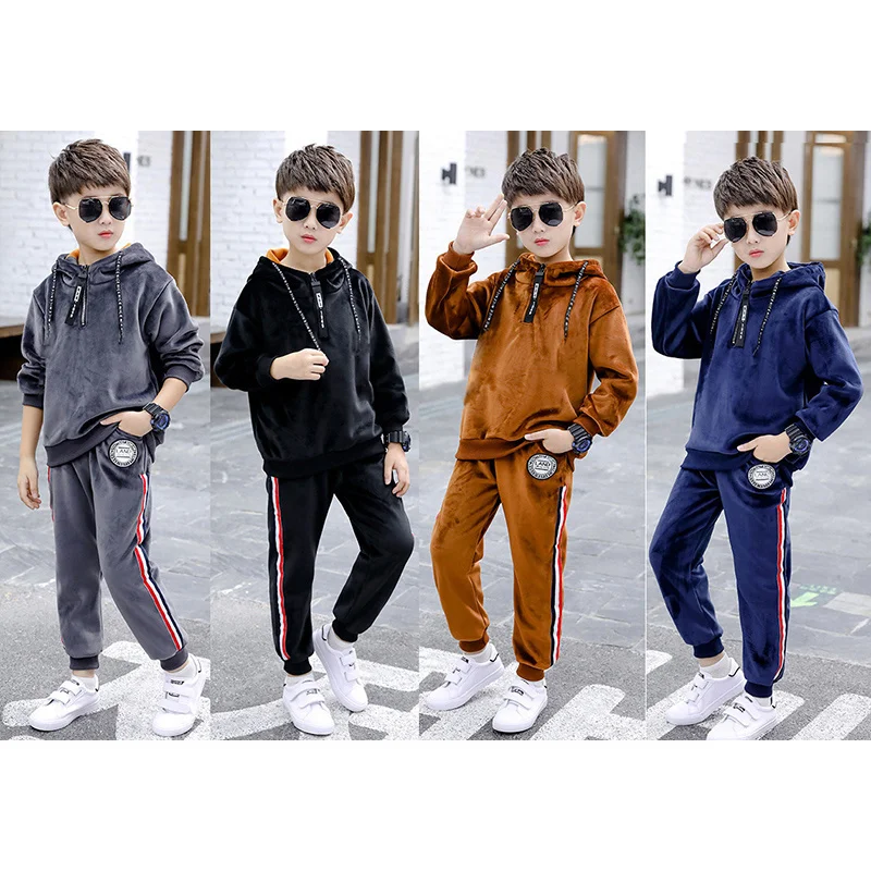 

Streetwear Spring Autumn Boy KR(Origin) Clothes Hooded Letter Full Polyester Pullover Kids Clothes Boutique Kids Clothing