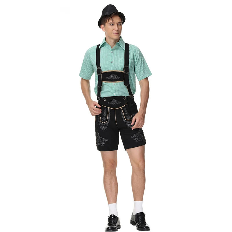 Costume d'Oktoberfest de luxe, chemise à carreaux léderhanced bavarois, festival de la bière, robe de soirée de paupières cosplay, carnaval d'Halloween