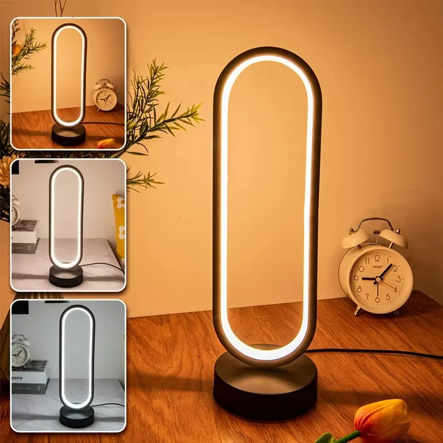 New Ring LED Desktop Decorative Lamp Letter G Table Lamp 3 Color Adjustable Bedroom Bedside Lamp Soft Light Stylish Night Lights