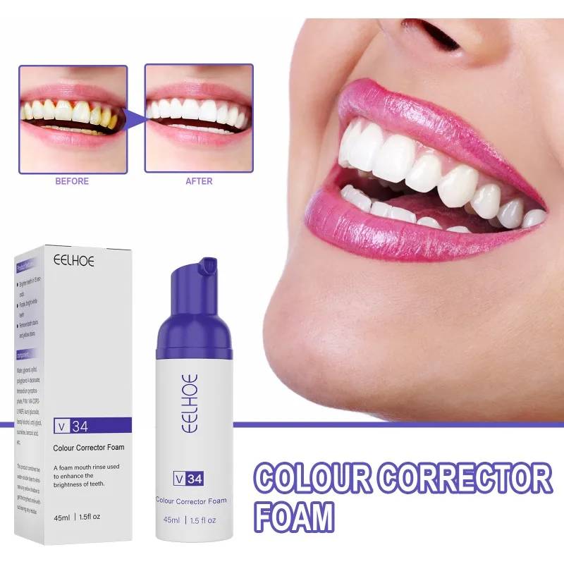 Tooth Cleansing Mousse V34 Whitening Toothpaste Remove Stains Reduce Yellowing Care Teeth Gums Fresh Breath Brightening Teeth