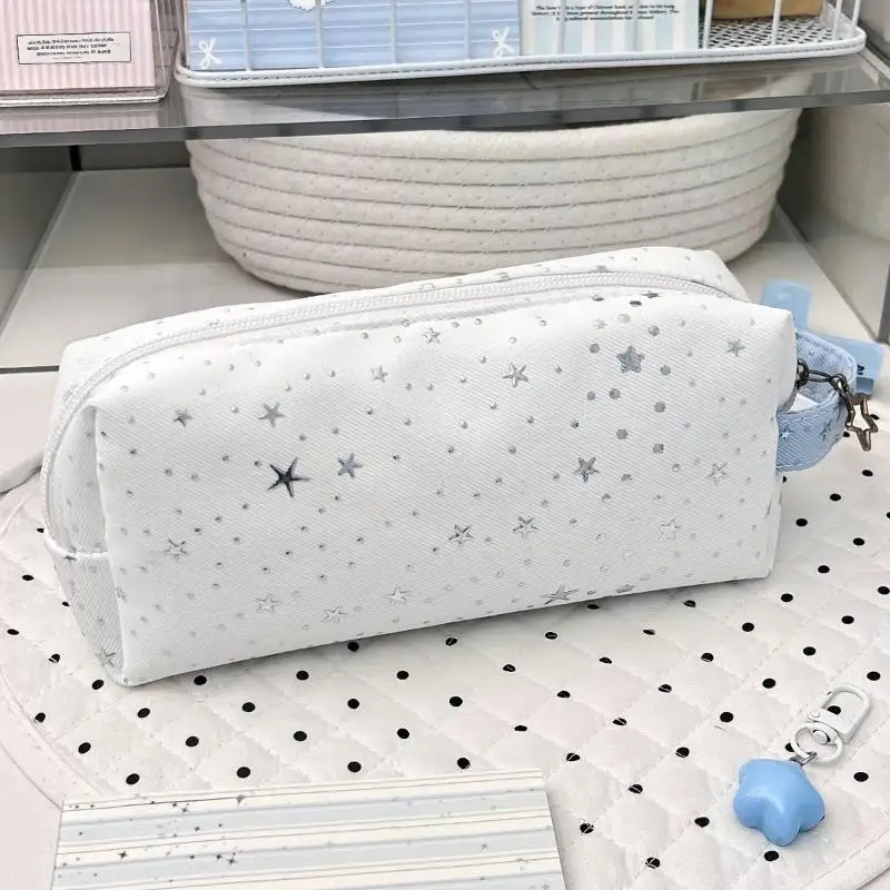 Modisches Stiftetui mit Polka-Dot- und Sternenmuster, tragbar, große Kapazität, Stifttasche für Schüler, Schule, Büro, Schreibwaren – Detail 3