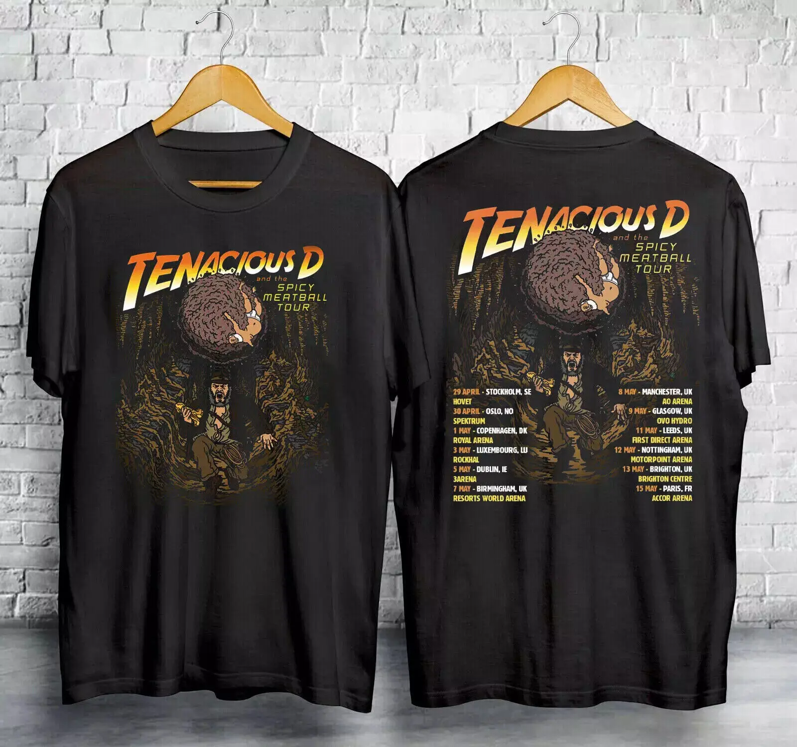 

Tenacious D Spicy Meatball Tour 2024 Double Sided T Shirt