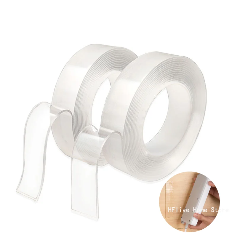 شريط نانو قوي للغاية مزدوج الجوانب شفاف وقابل لإعادة الاستخدام وأشرطة لاصقة مقاومة للماء وقابلة للتنظيف والمطبخ المنزلي والحمام