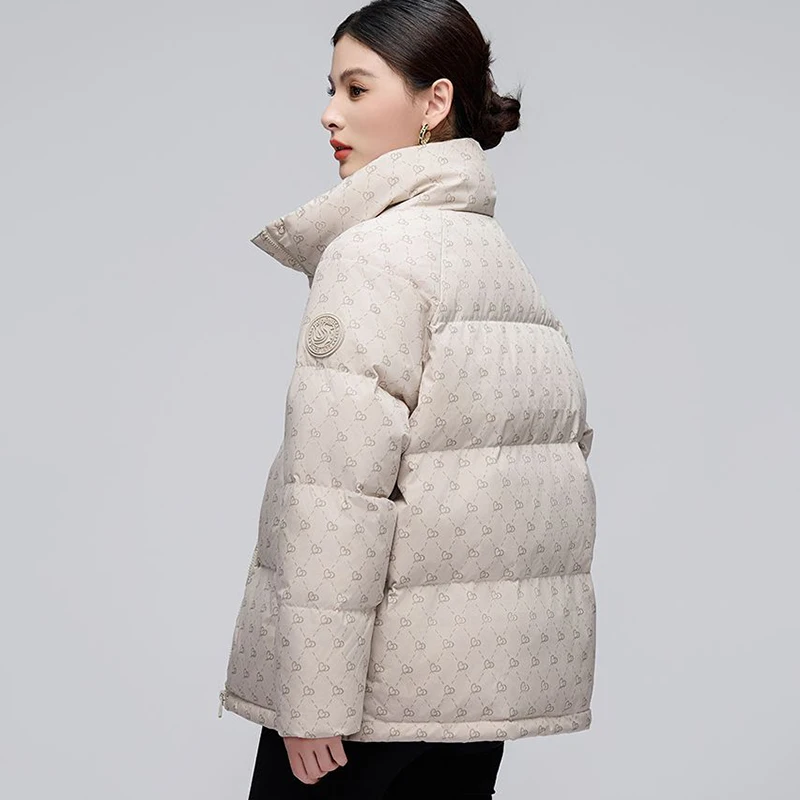 

New Down Cotton-Padded Jacket Short Overcoat Women's Korean Fashion Thickened Warm Parka Winter Printed Cotton Coat
