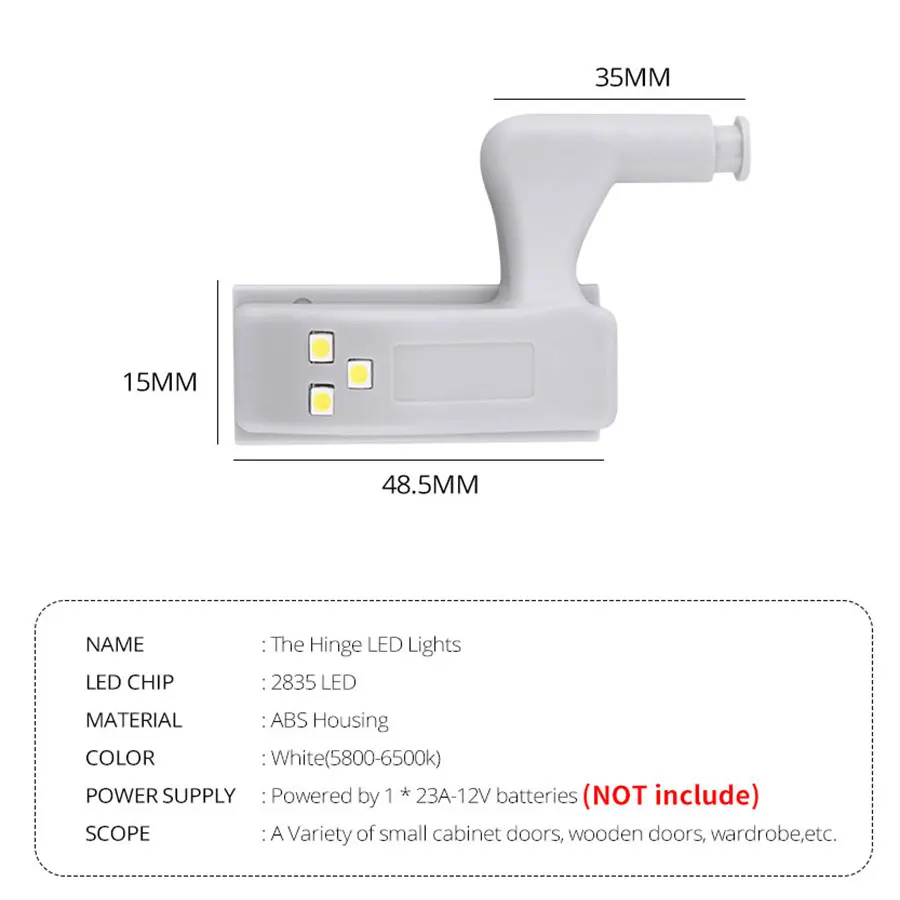 10Pcs LED Inner Hinge Lamp Sensor Kitchen Lights Bedroom Wardrobe Cupboard Closet Under Cabinet Lights Night Light No Battery image 3