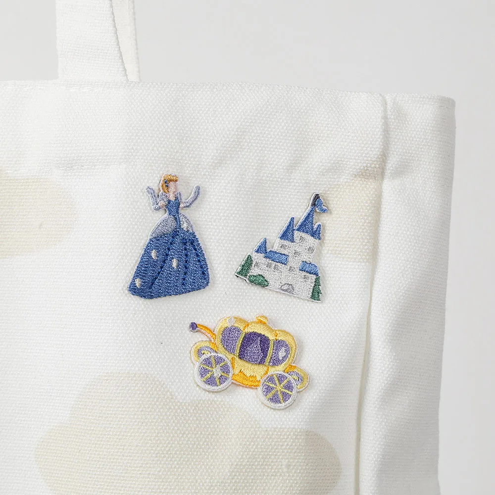 1 Piece Cartoon Castle, Cinderella, Pumpkin Carriage Embroidery Stick on Patch for Garment Bag DIY Applique Self-adhesive