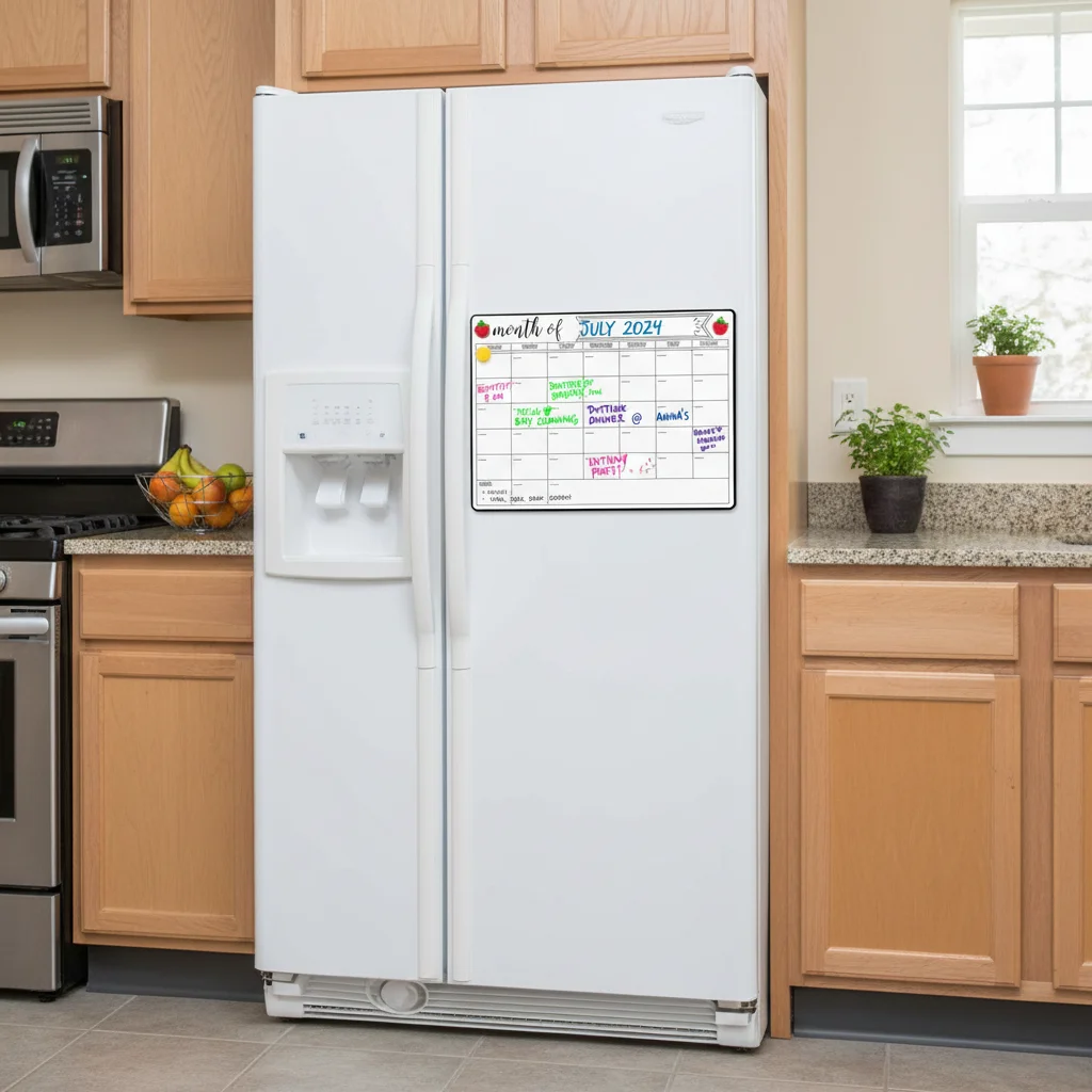 سبورة بيضاء للثلاجة مقاس 28 × 21 سم، لوحة مذكرة مغناطيسية للمطبخ والمنزل، لوحة مسح جاف مع قلم تحديد #5