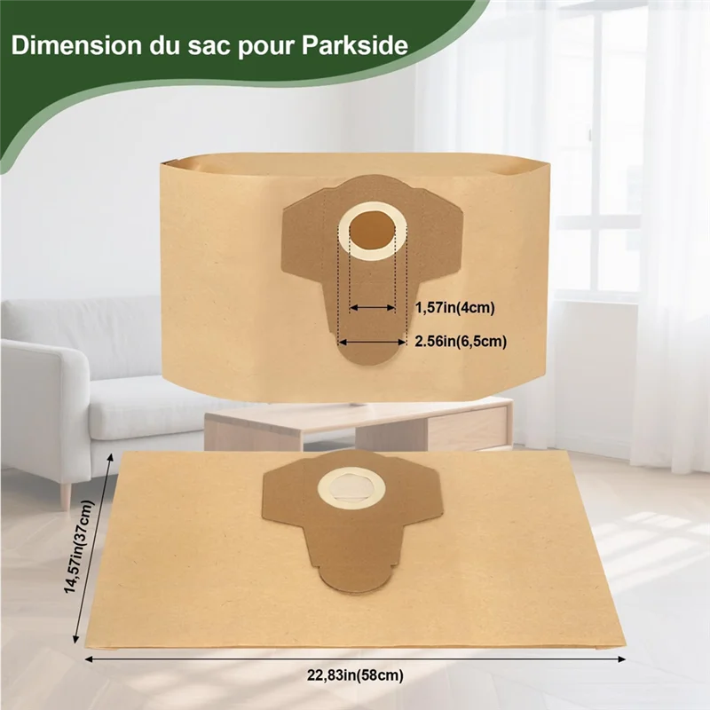 A01V-لأكياس استبدال المكنسة الكهربائية Parkside - 12 قطعة (PWD 25/PWD 30/PNTS 1500/1600 A1، كيس غبار بسعة كبيرة 30 لتر)