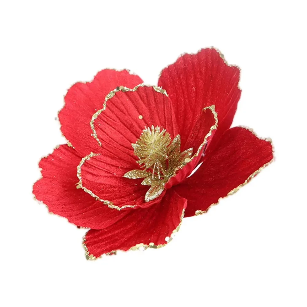 

DIY Simulated Christmas Flower Exquisite Design Easy to Use Glitter Christmas Flower Crafted Artificial Flowers Photography Prop