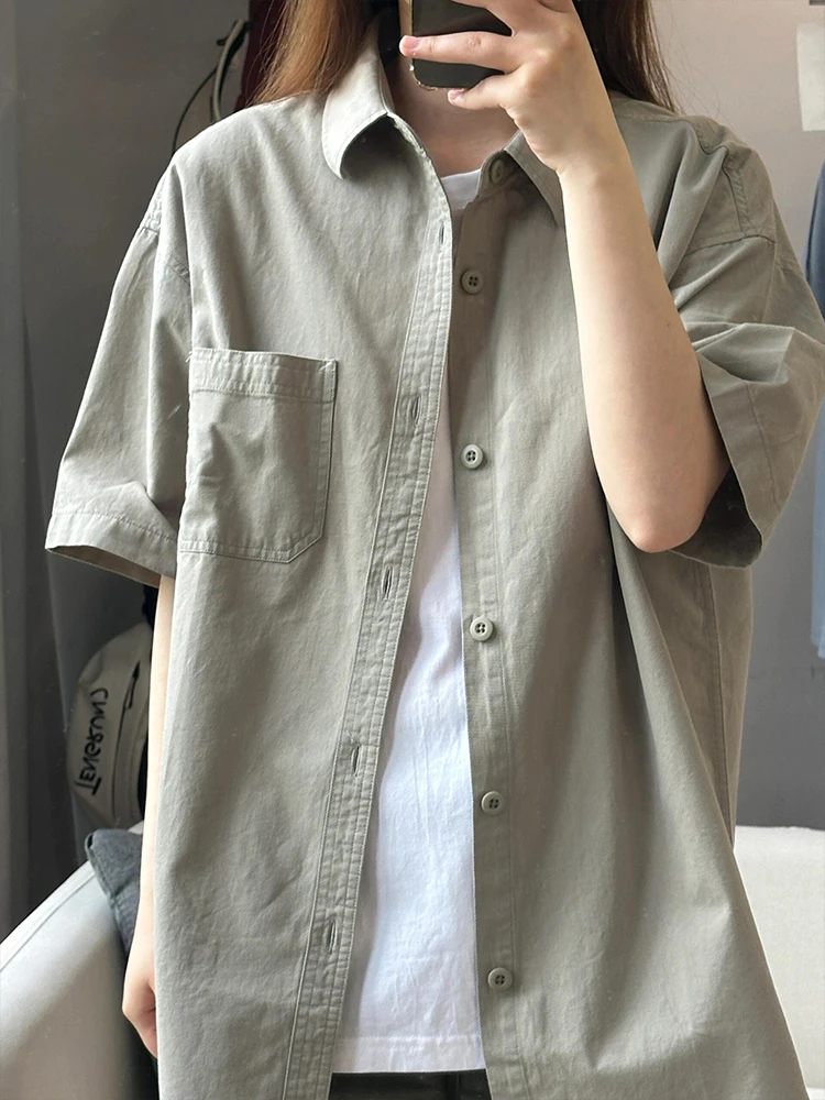 

Рубашка цвета хаки с короткими рукавами из чистого хлопка, мужская летняя рубашка в американском стиле ретро, многослойная верхняя одежда с защитой от солнца, модная молодежная популярная модель