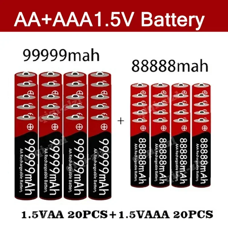 NeW Brand 1.5V AA High Capacity 99999 MAh+1.5V AAA88888 Alkaline 1.5V Clock Toy Camera Battery Rechargeable Battery+USBcharger