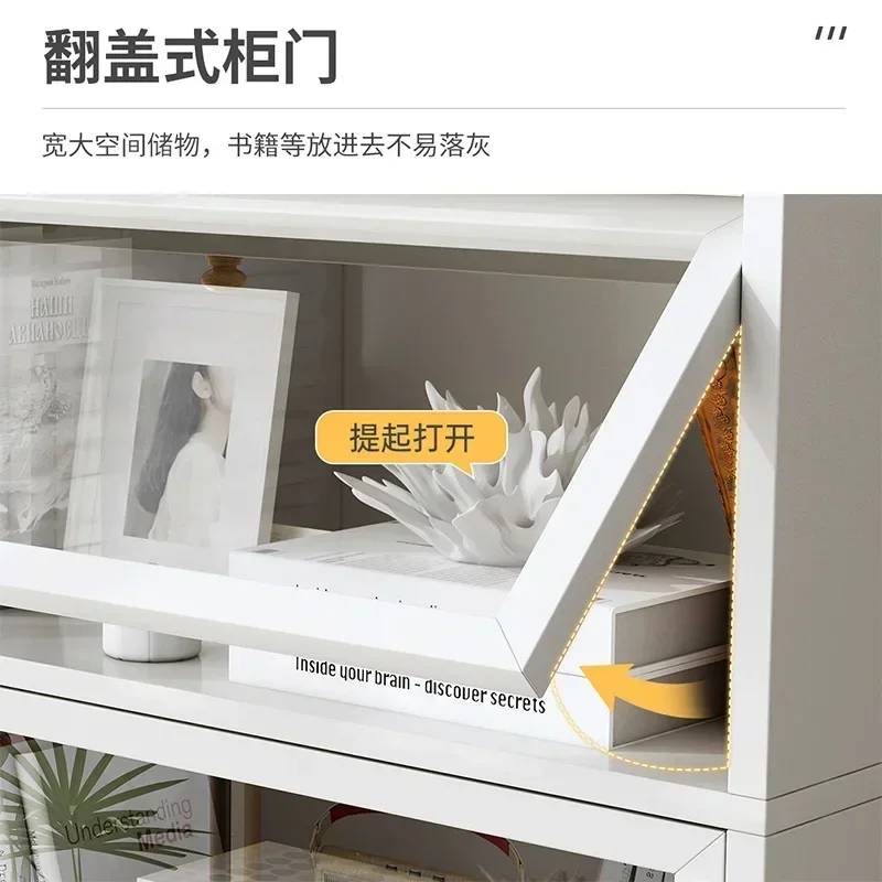 Modern Bookcases Floor Living Room Cabinet Dust-proof Imitation Glass Door Shelf Library Display Bookshelf Home Storage Cabinets - view 3