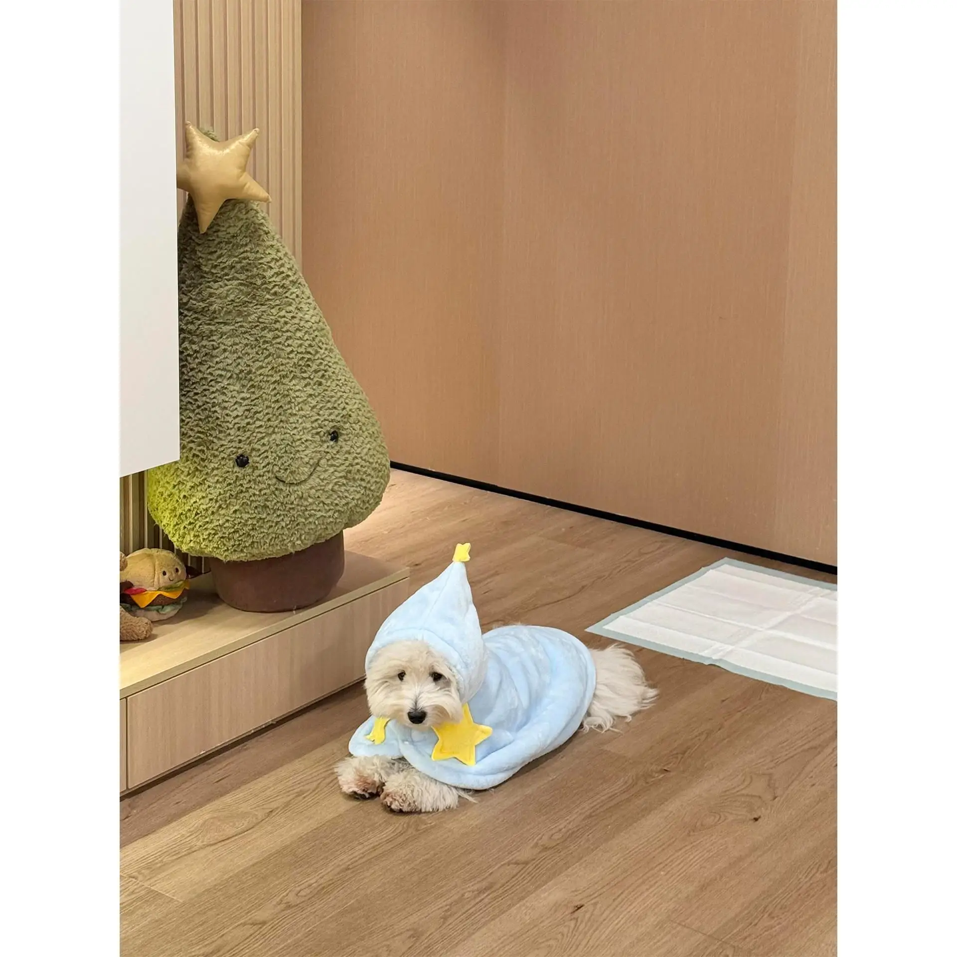 ブルードッグウォームスペットローブ-小型犬猫用-秋冬用-あったかショールケープ-ペット服-カジュアルスタイル-機能性のある着用感