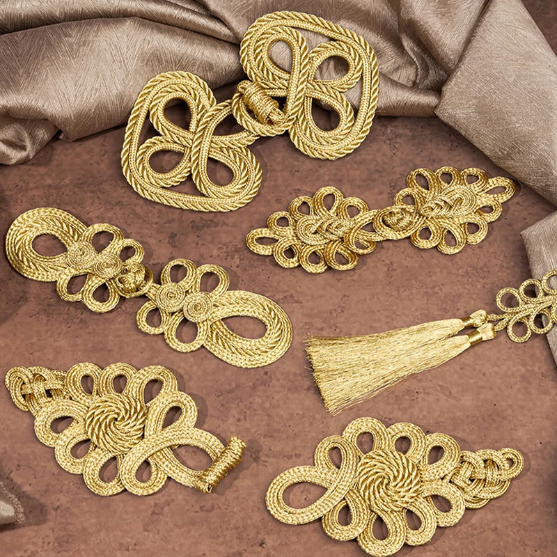 

Large Gold-Threaded Chinese Knot Buttons Decorative Buttons for Formal Wear Suits Dance Costumes Handmade Knot Buttons