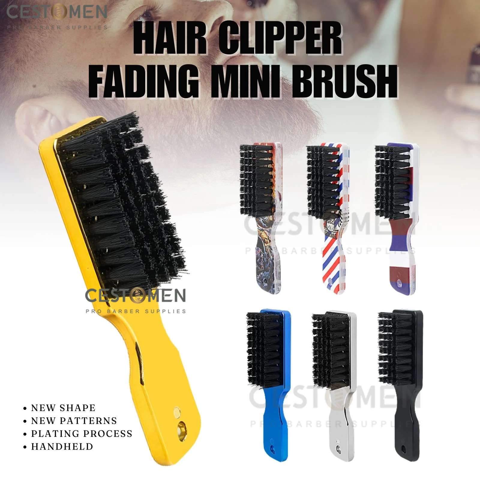 

Men's Styling Hair Clipper Fading Mini Brush Electroplating Cleaning Hairbrush Barber Accessories Salon Facial Hairdresser Tools