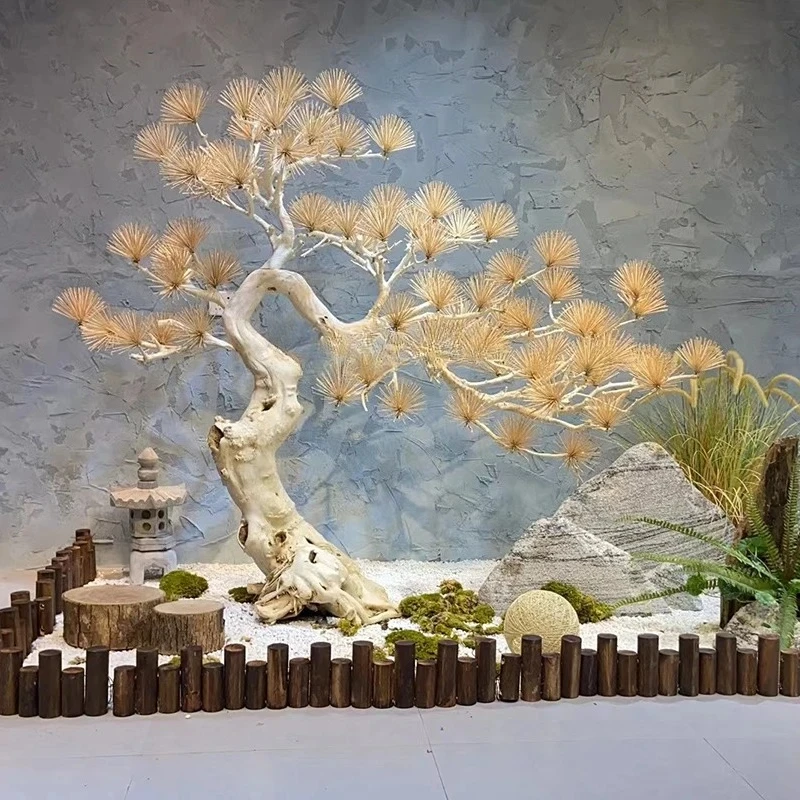 

Искусственное приветствие, сосновое украшение, сухое дерево, пейзаж из цельного дерева, отель, прихожая, пейзаж, китайский стиль, искусственные деревья