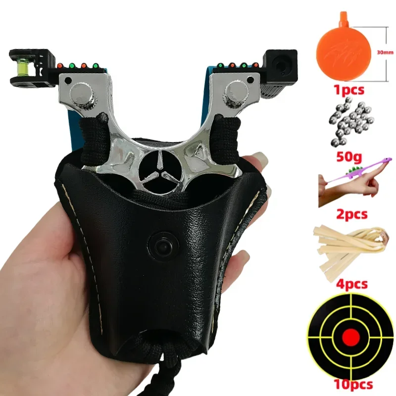 

High Precision Hunting Laser Alloy Slingshot Hunting Shooting Catapult Accessories with Rubber Bands for Outdoor Sports