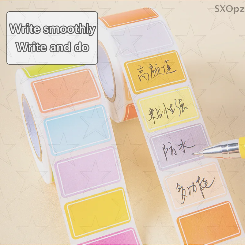 Яркие 500 шт. самоклеящиеся этикетки, пустые водонепроницаемые прямоугольные именные бирки, прочные наклейки для канцелярских принадлежностей