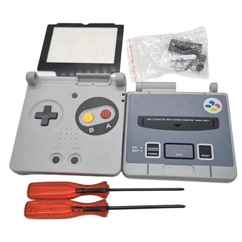 A33T Replacement Shell for GBA SP, Retro-Style Drop-Proof Scratch-Resistant Game Console Case with Buttons & Screws