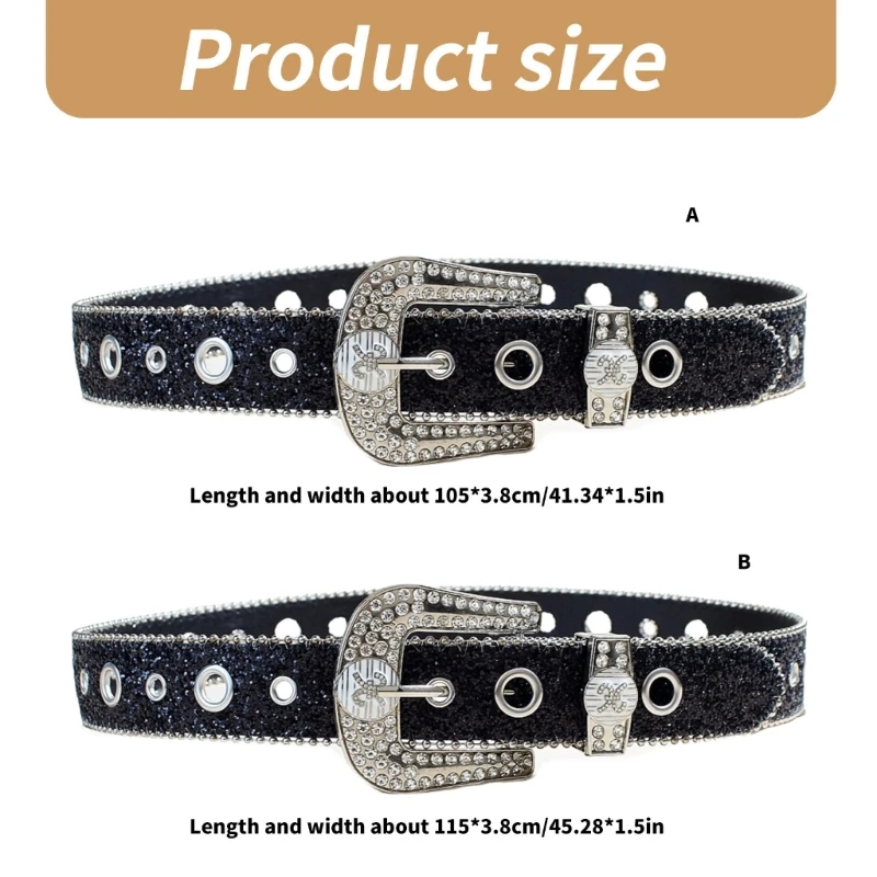 Crystal Buckle Waistband Women Jeans Belt Pants Belt Fashion Waist Accessory